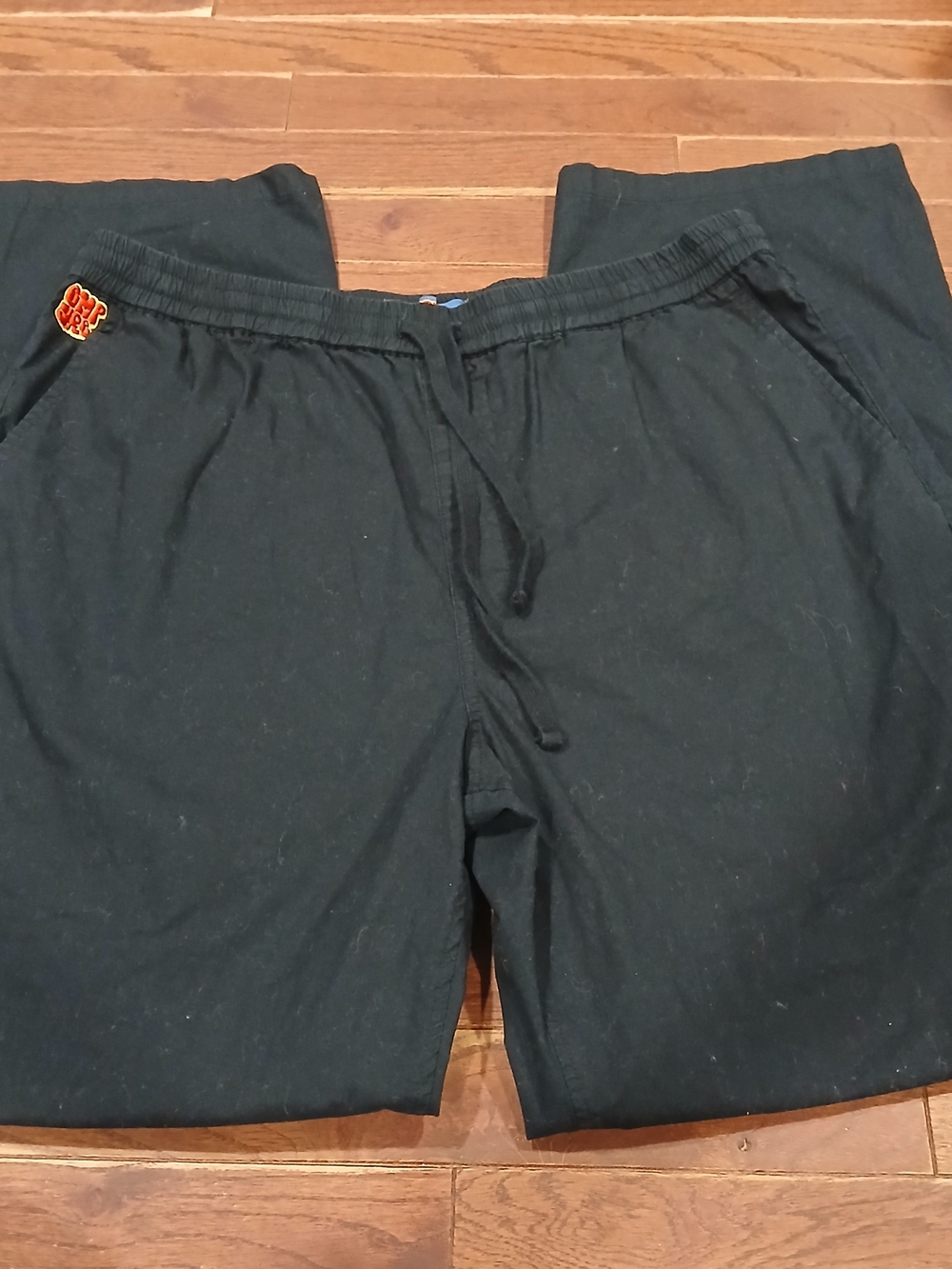 Empyre Baggy Skate Pants Black Poplin Elastic Waist Loose Fit Men's Size Large